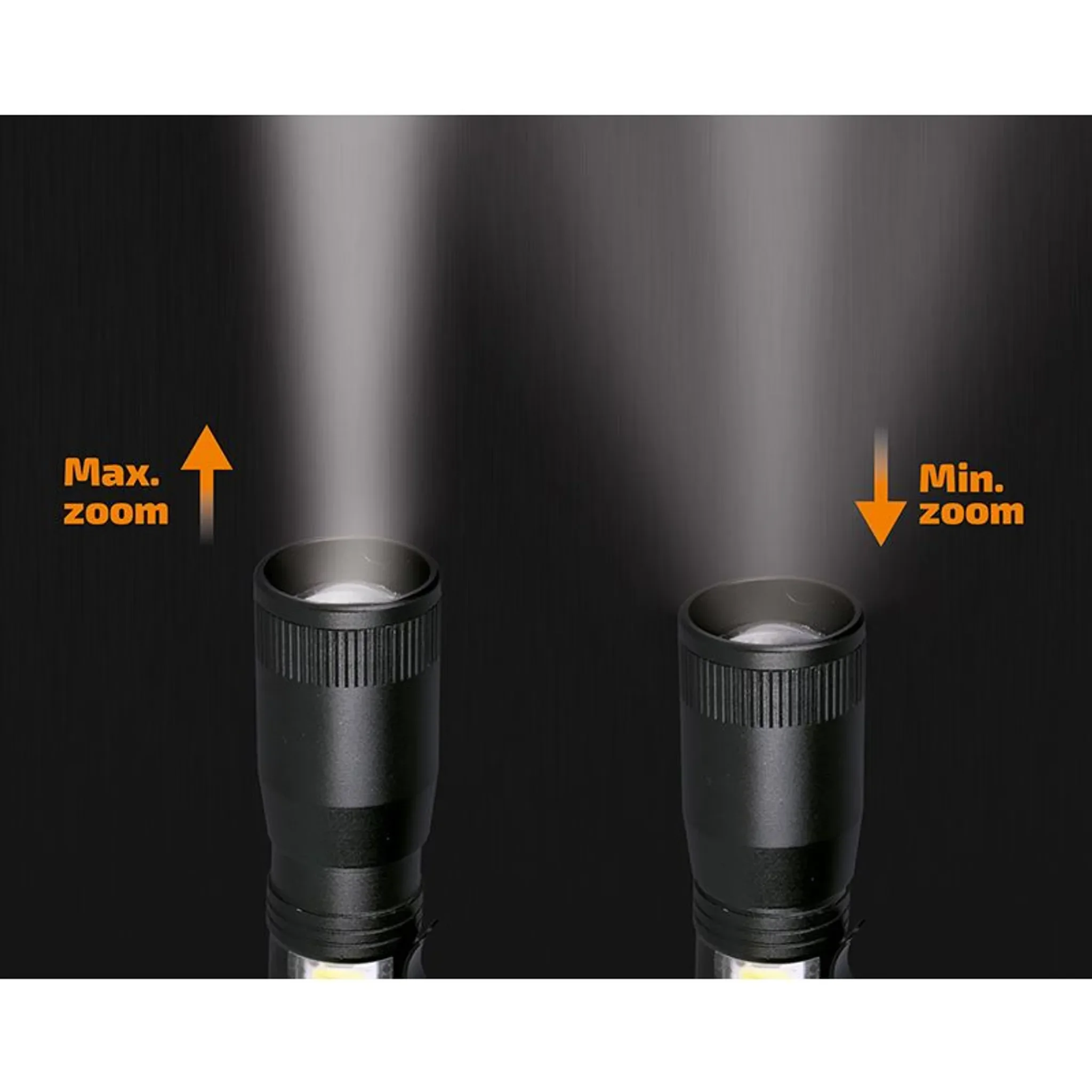 LED-Metallleuchte 3 W + COB – Schwarz, kompakt
